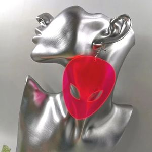 Oversized Hot Pink Neon Green Alien Earrings